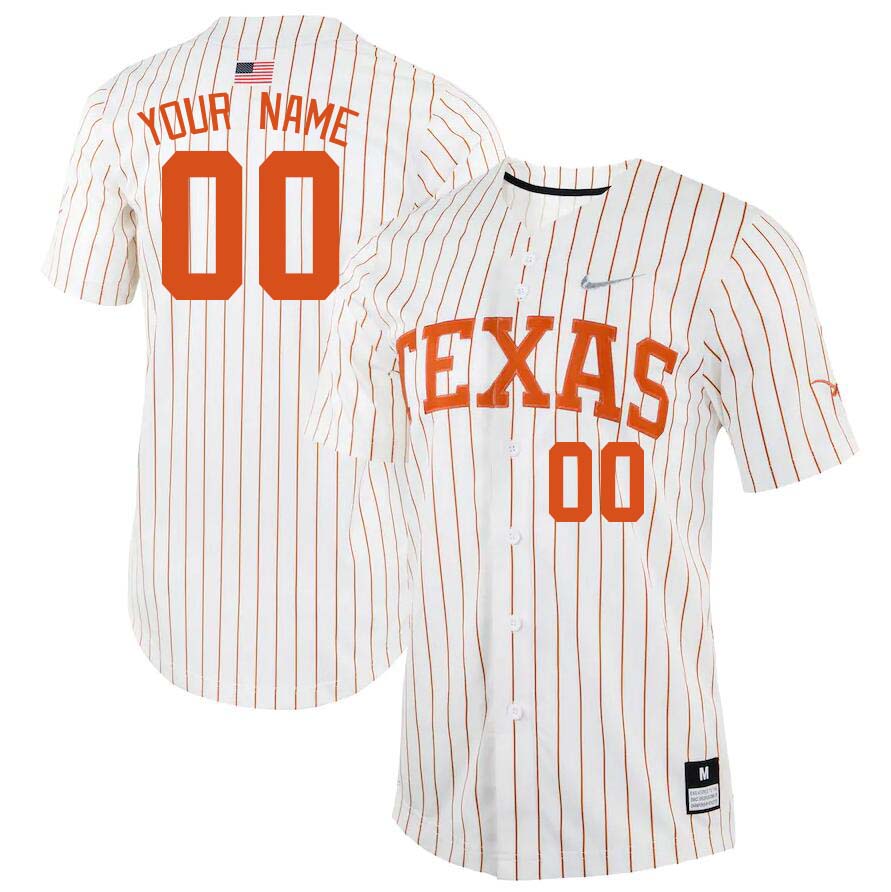 Custom Texas Longhorns Name And Number College Baseball Jerseys Stitched-Pinstripe